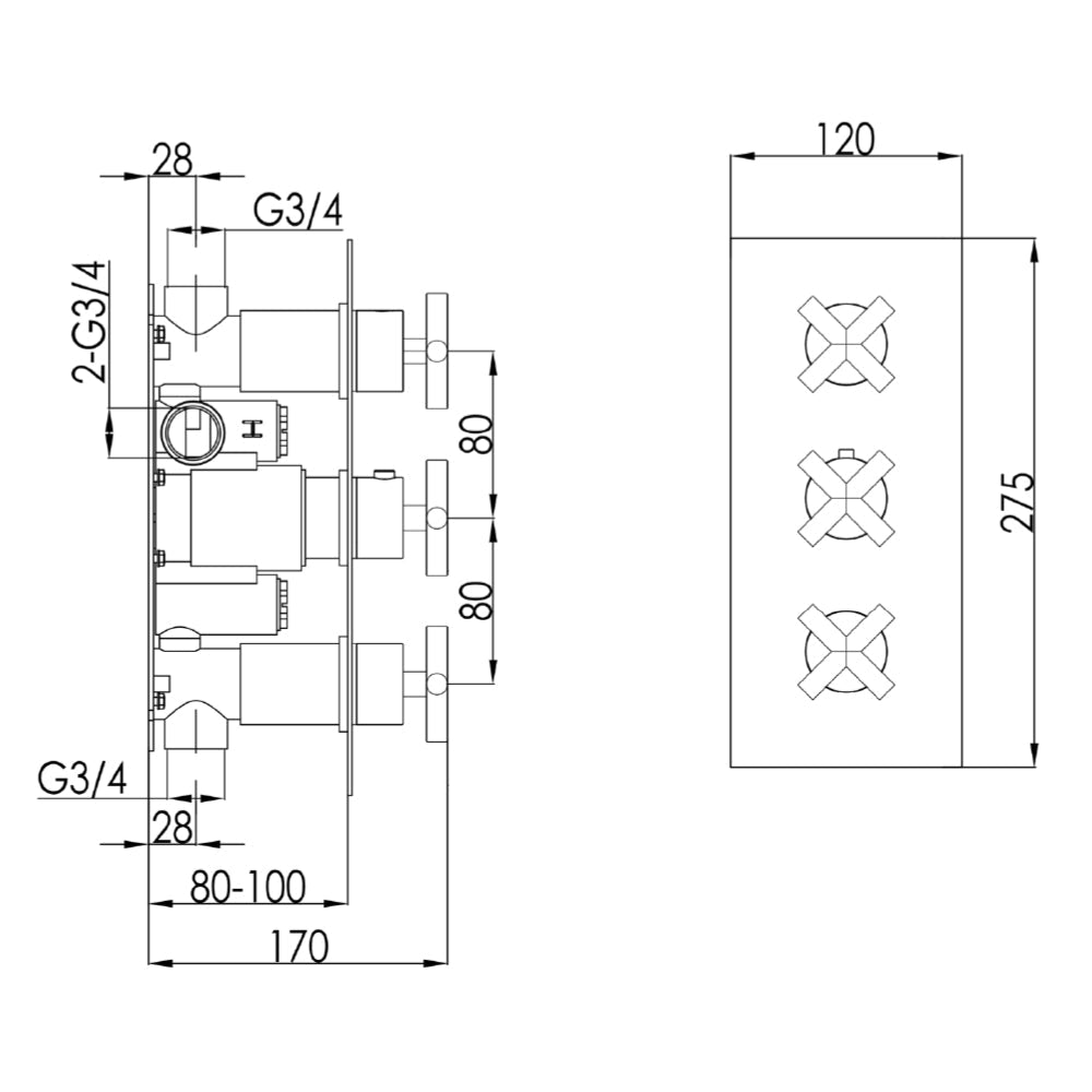 thermostatic shower valve