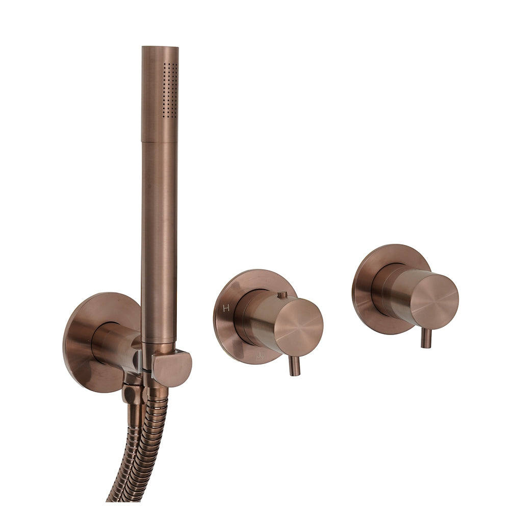 Brushed bronze 2 outlet shower valve with handheld shower