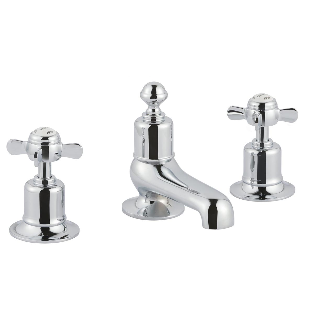 Traditional 3-Hole Bath Filler Tap Pinch Handles - Chrome in Ireland