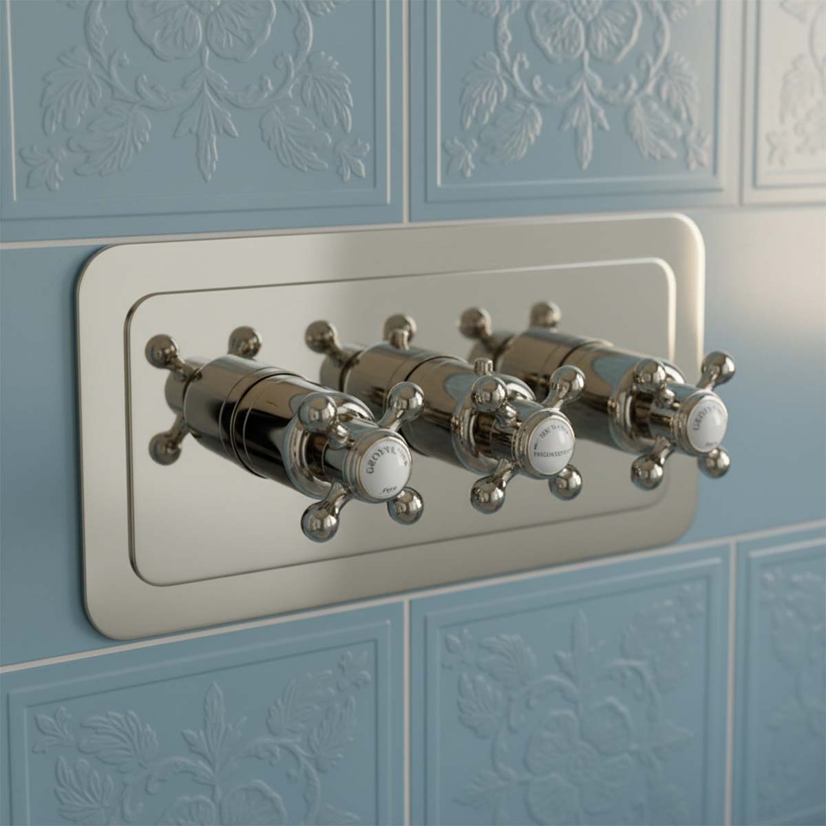Traditional 3 Outlet Concealed Thermostatic Shower Mixer Valve – Nickel