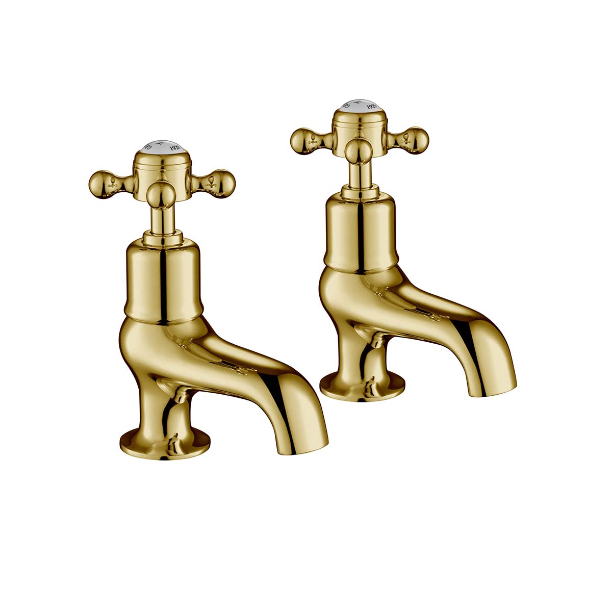 Traditional Basin Pillar Taps - Polished Gold