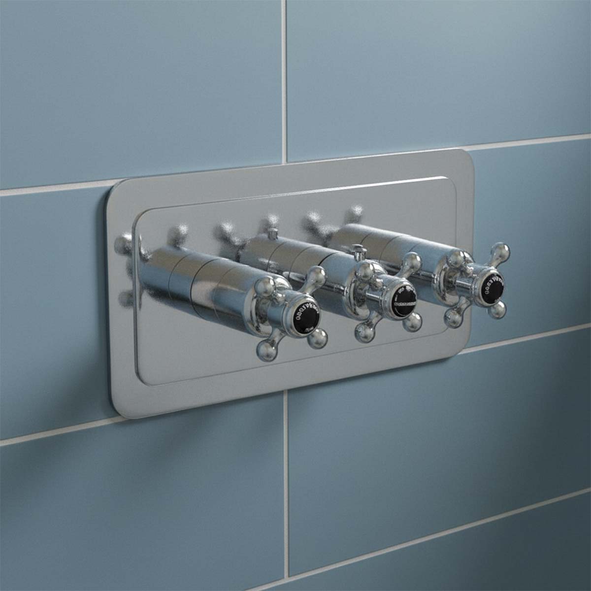 Traditional Chrome 3 Outlet Thermostatic Shower Valve – Horizontal