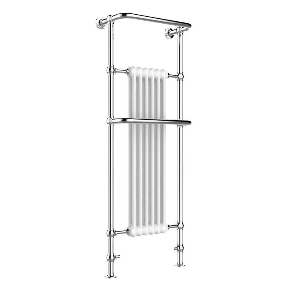 Traditional Heated Towel Rail with Two Overhanging Rails - Chrome - Ireland