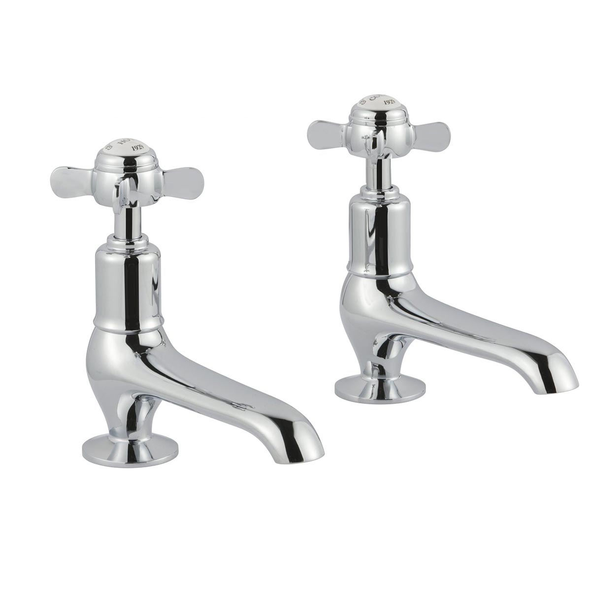 Traditional Long Nose Basin Pillar Taps - Chrome Ireland