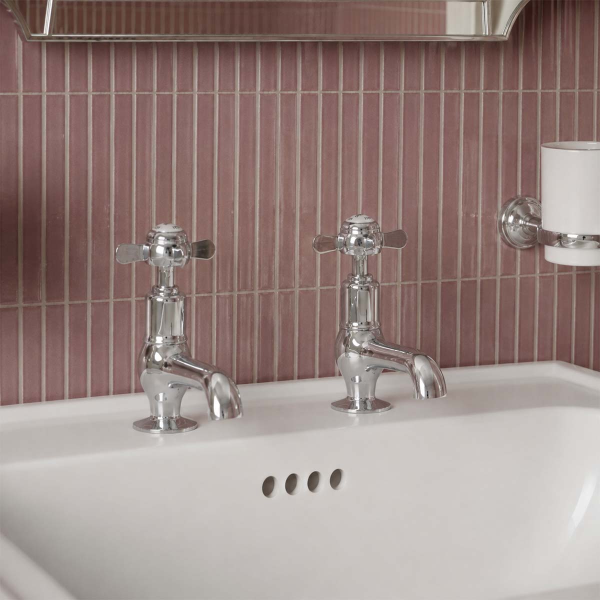 Traditional basin pillar taps with crosshead handles - chrome