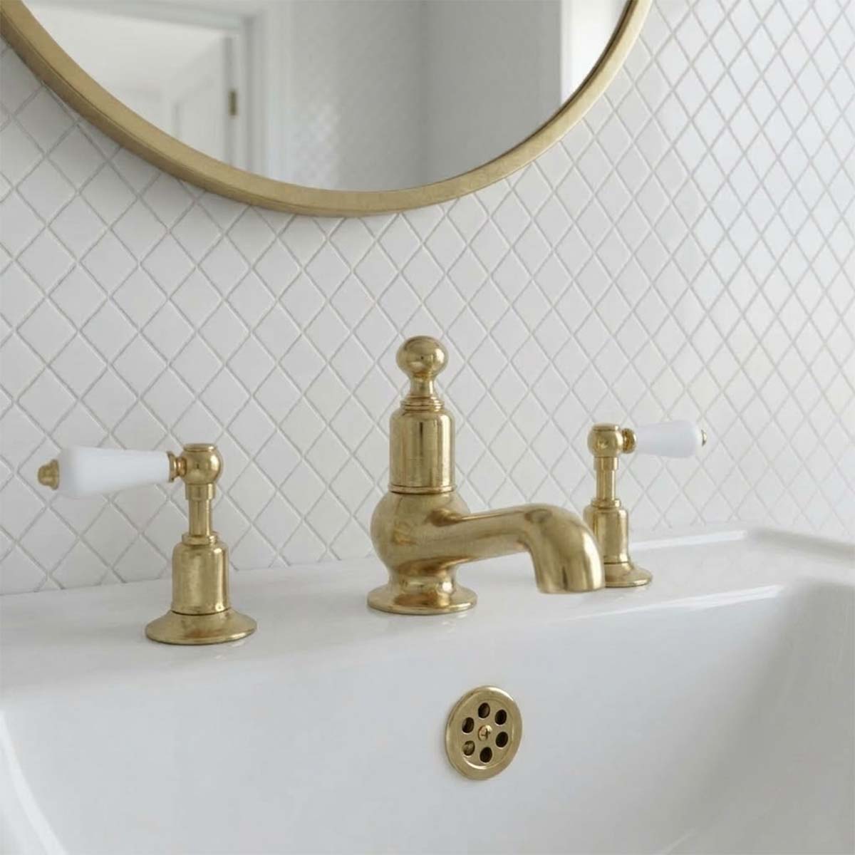 Traditional basin tap three hole brass with antique brass finish