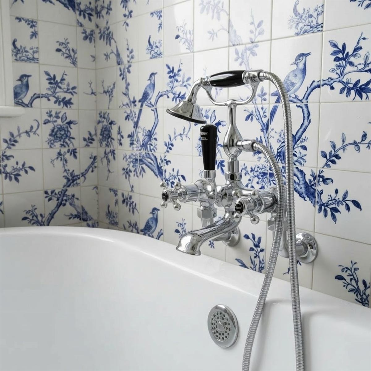 Traditional wall-mounted bath mixer tap