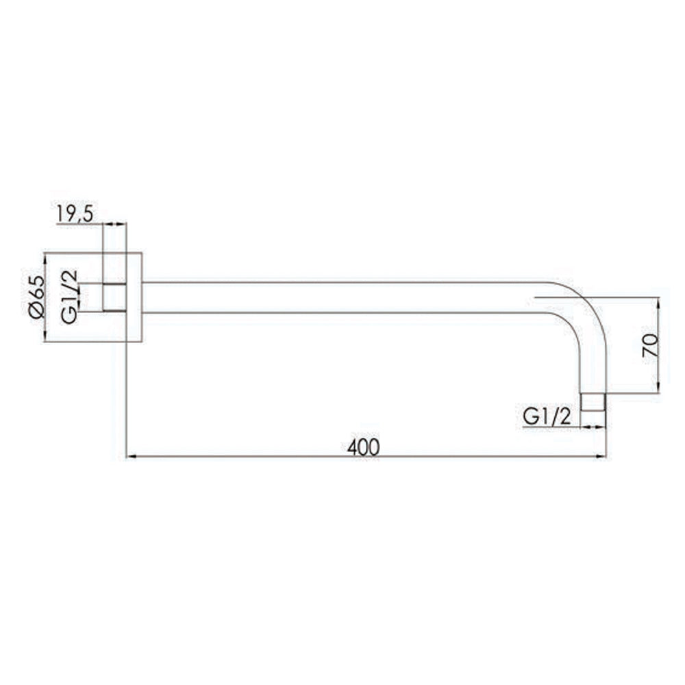 Wall mounted shower arm - Technical Drawing