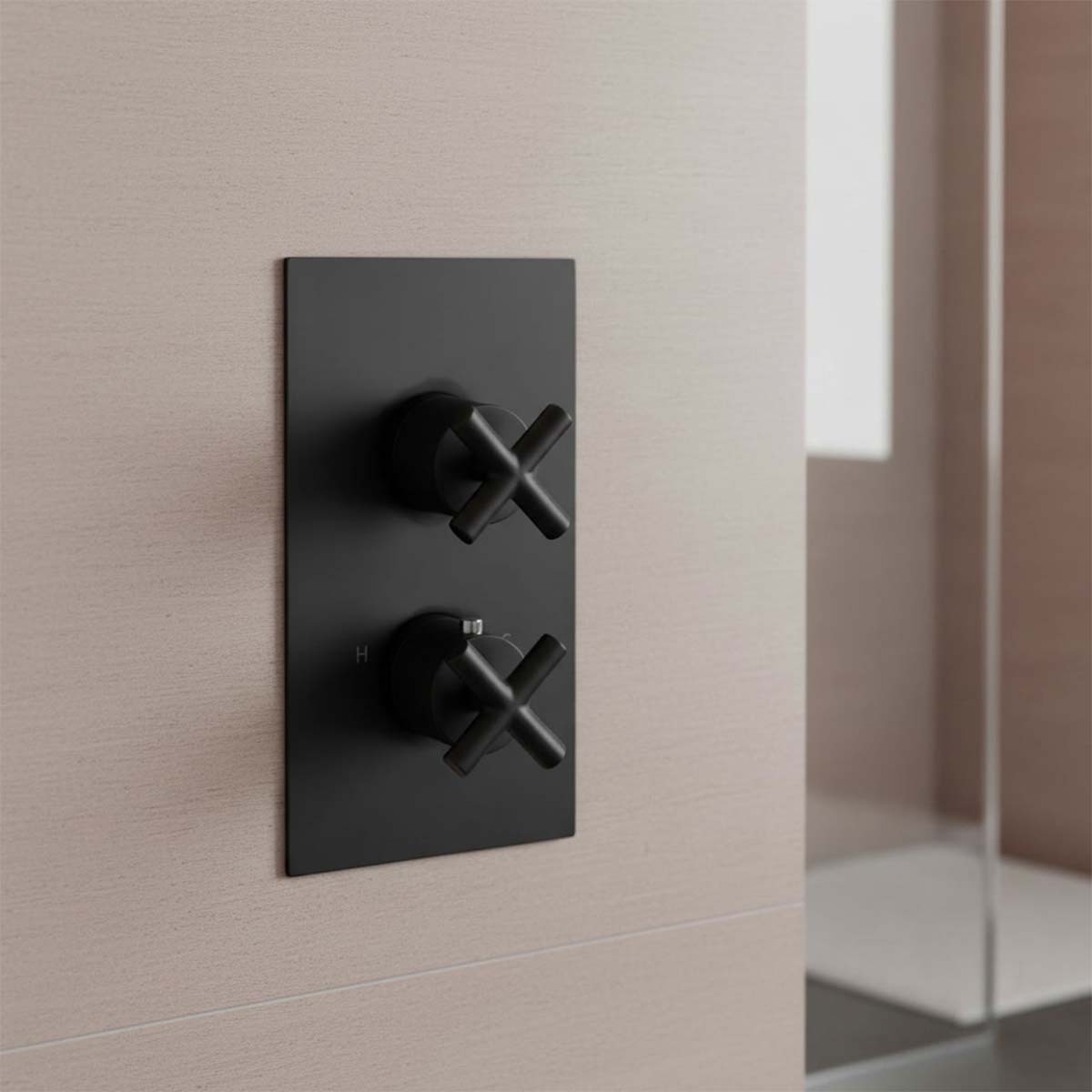 Vertical 2 Outlets Concealed Shower Mixer Valve – Matt Black