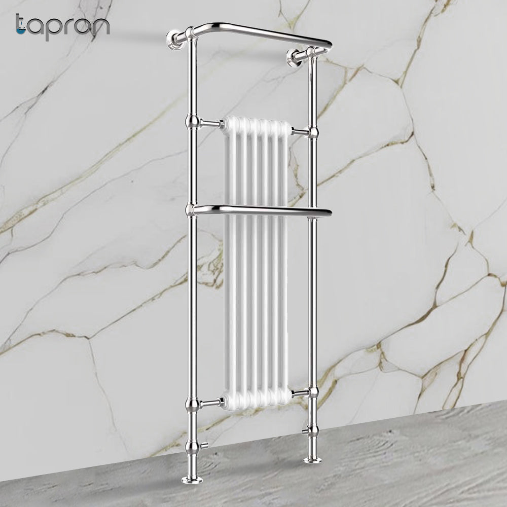 Victorian dual fuel towel rail radiator with over hanging rails