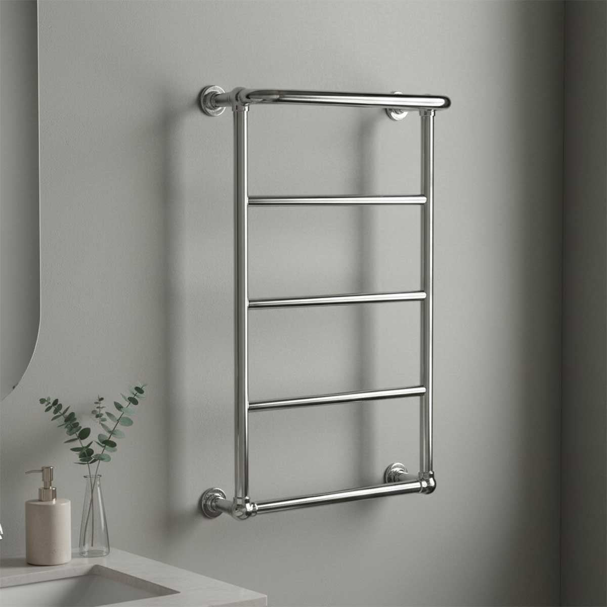 Victorian towel rail radiator dual fuel - chrome