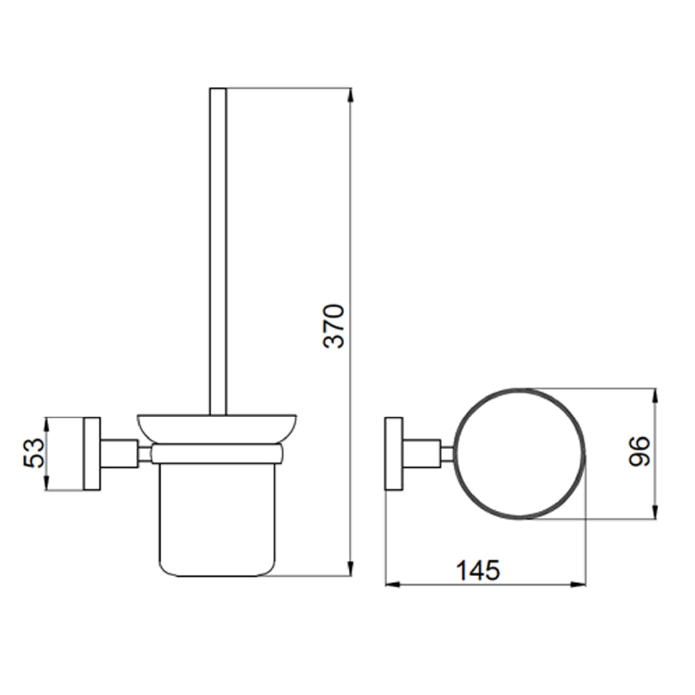 Black Toilet Brush Holder - Technical drawing