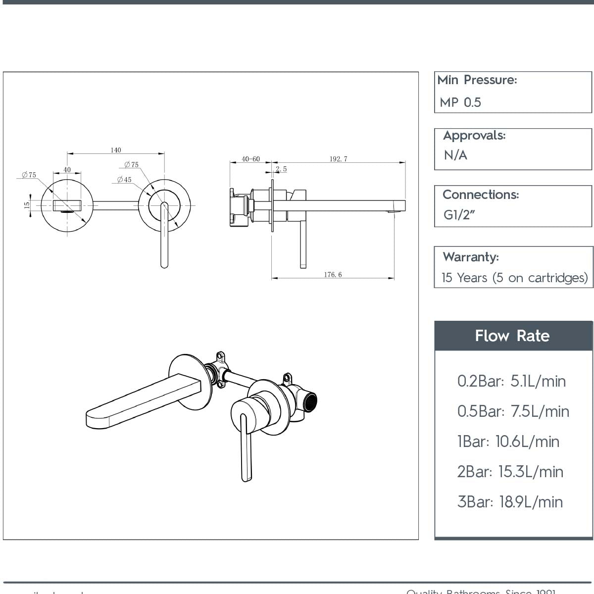 Wall Mounted Single Lever Basin Mixer