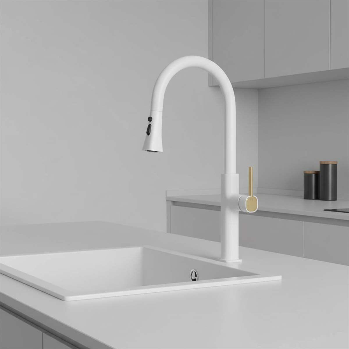White pull out spray kitchen tap - Ireland