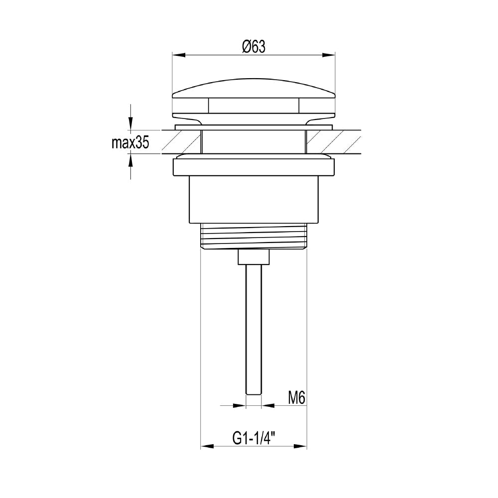 Brushed bronze sink waste - Technical drawing