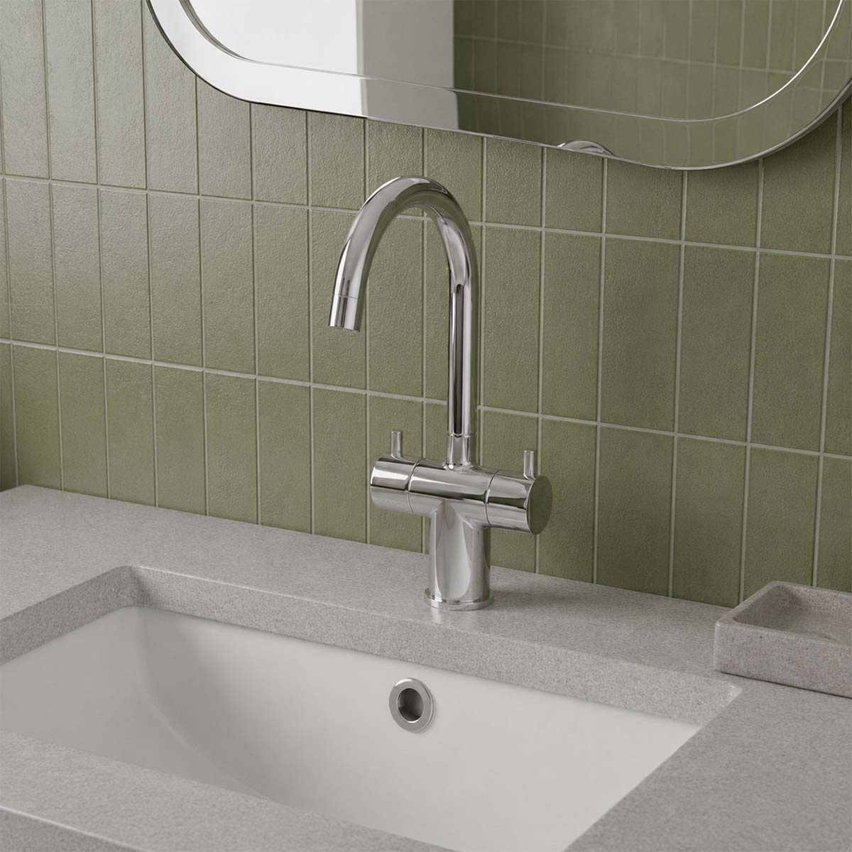 basin tap with swivel spout and two levers