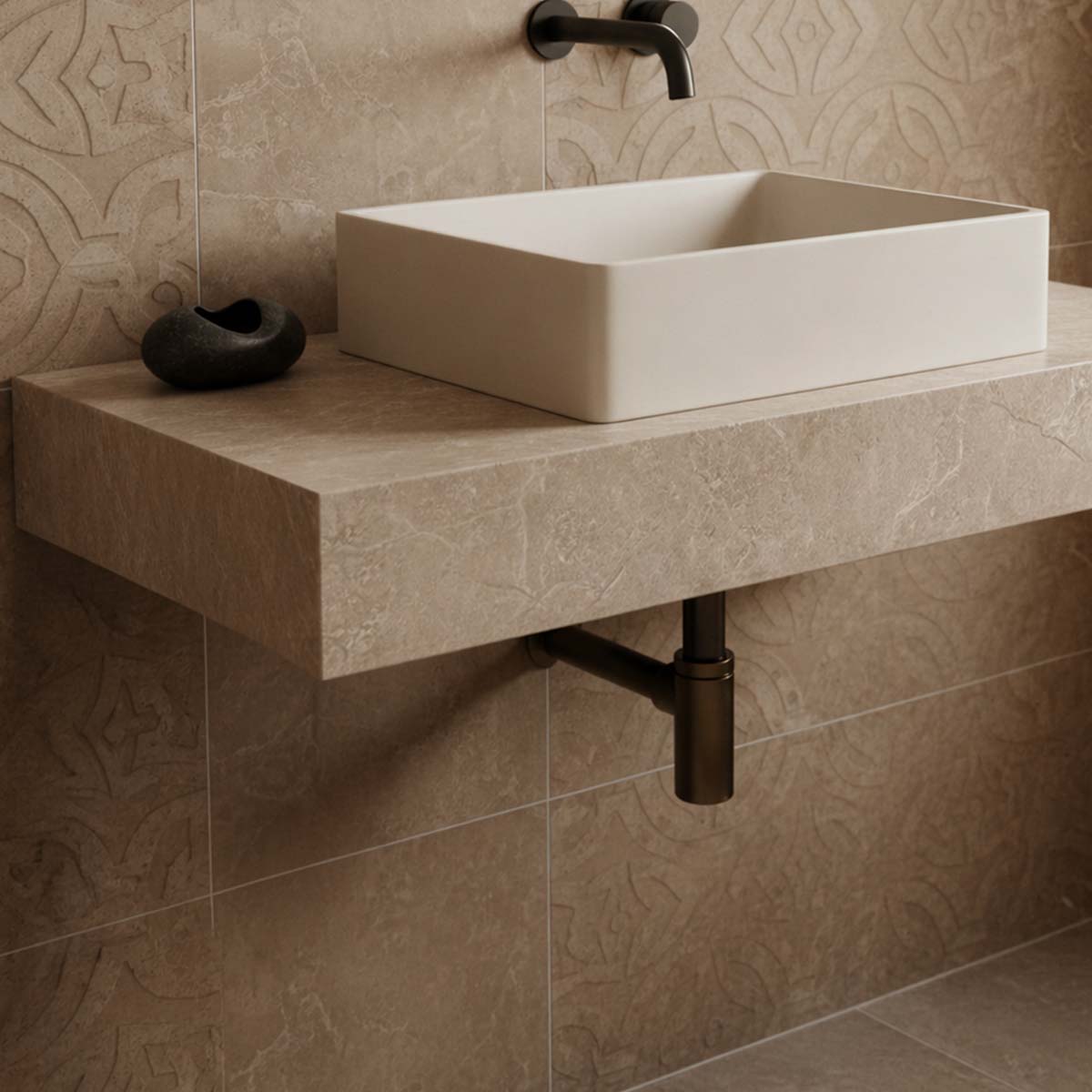 black bathroom sink waste