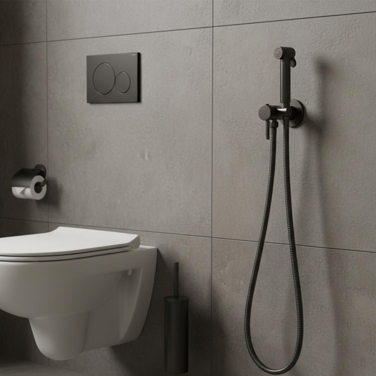 black douche shower kit hot and cold