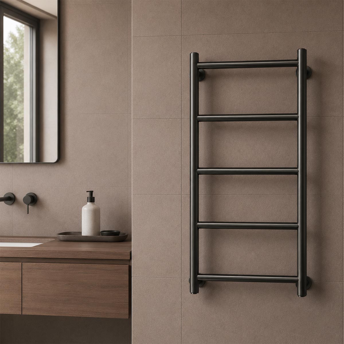 black dual fuel towel radiator 800mm x 500mm