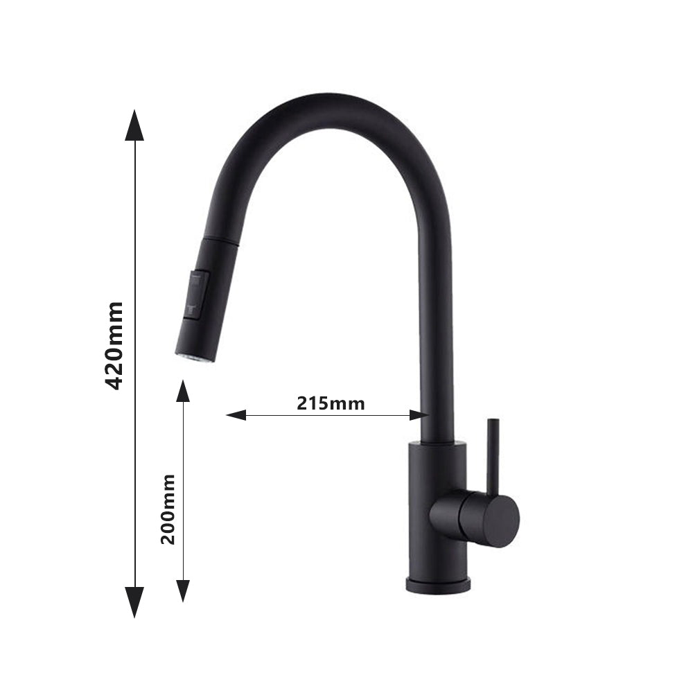 Pull out black kitchen tap dimension