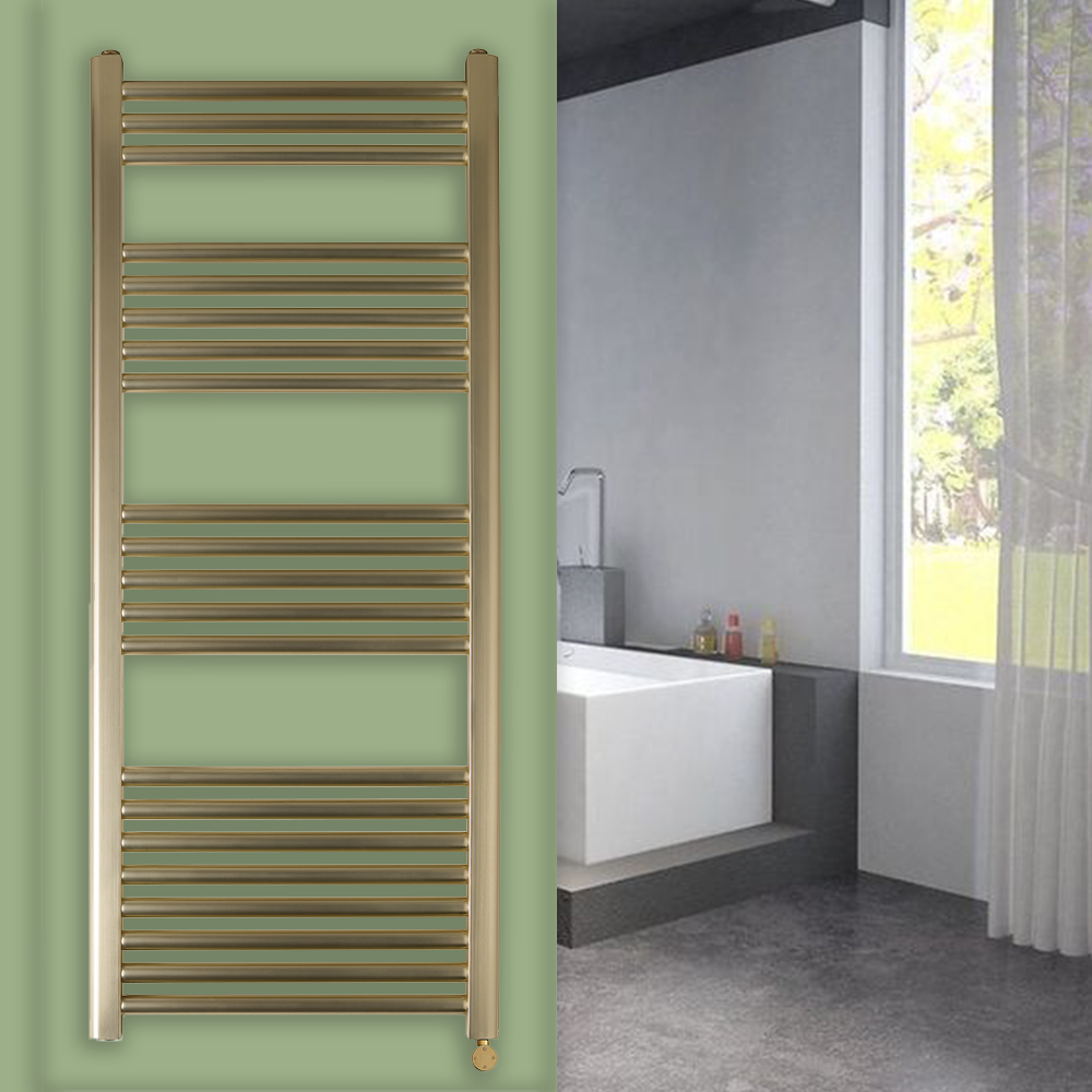 brushed gold electric heated towel rail