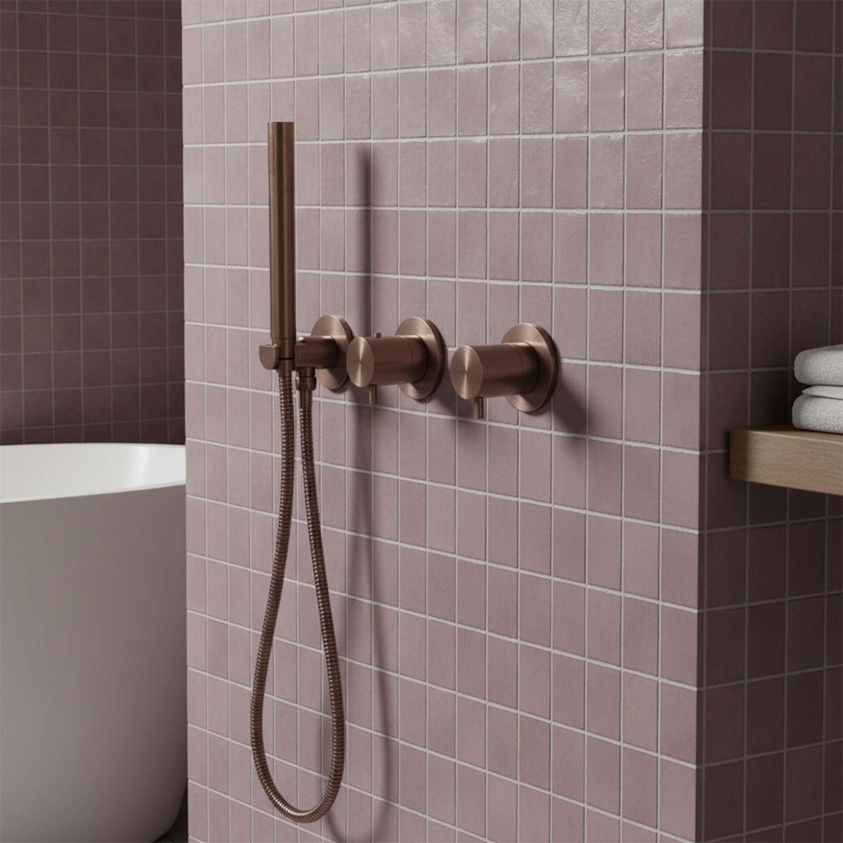 bronze 2 way thermostatic shower set with shower valves and handset - Ireland