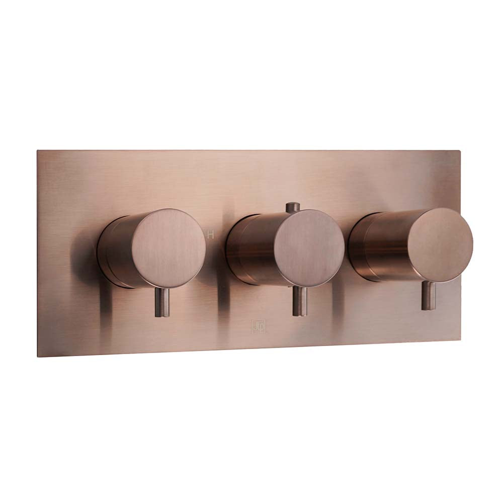 Brushed bronze 3 outlet shower mixer valve