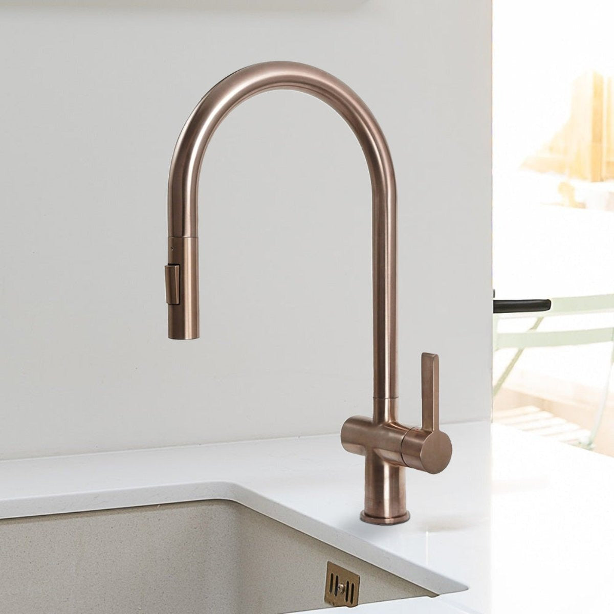 Bronze pull out kitchen sink tap