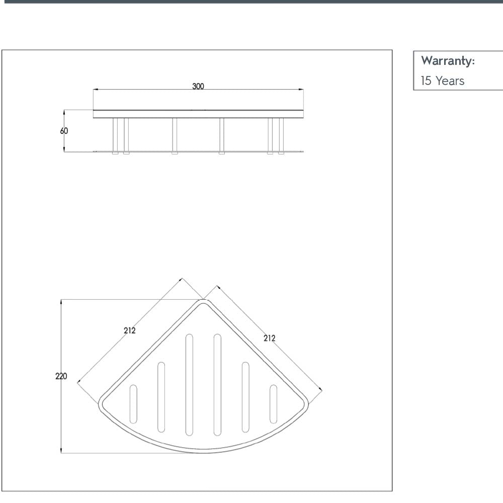 Bronze shower basket - Technical drawing