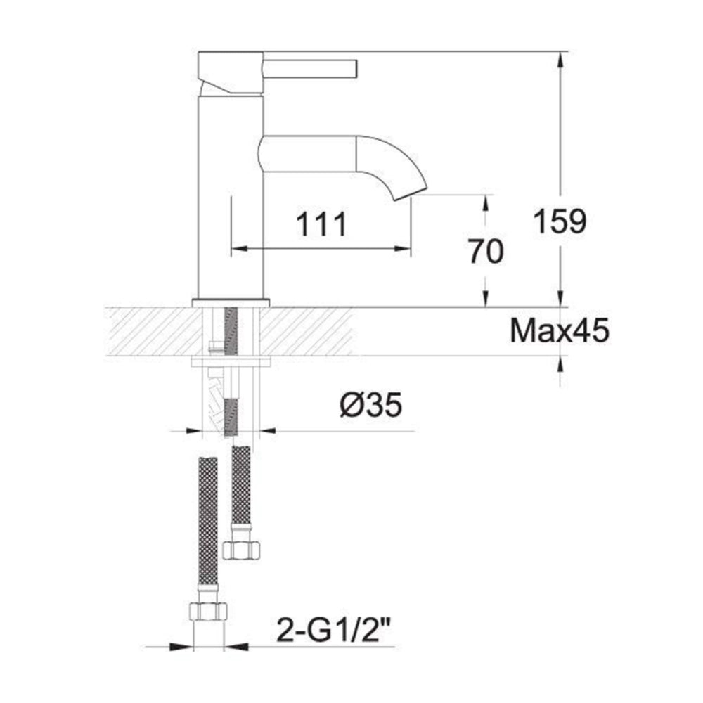Technical drawing mono bathroom sink tap