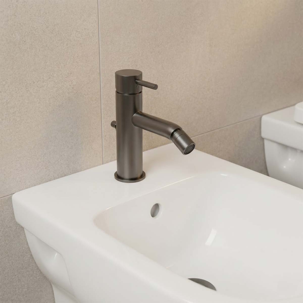 brushed black bidet mixer tap