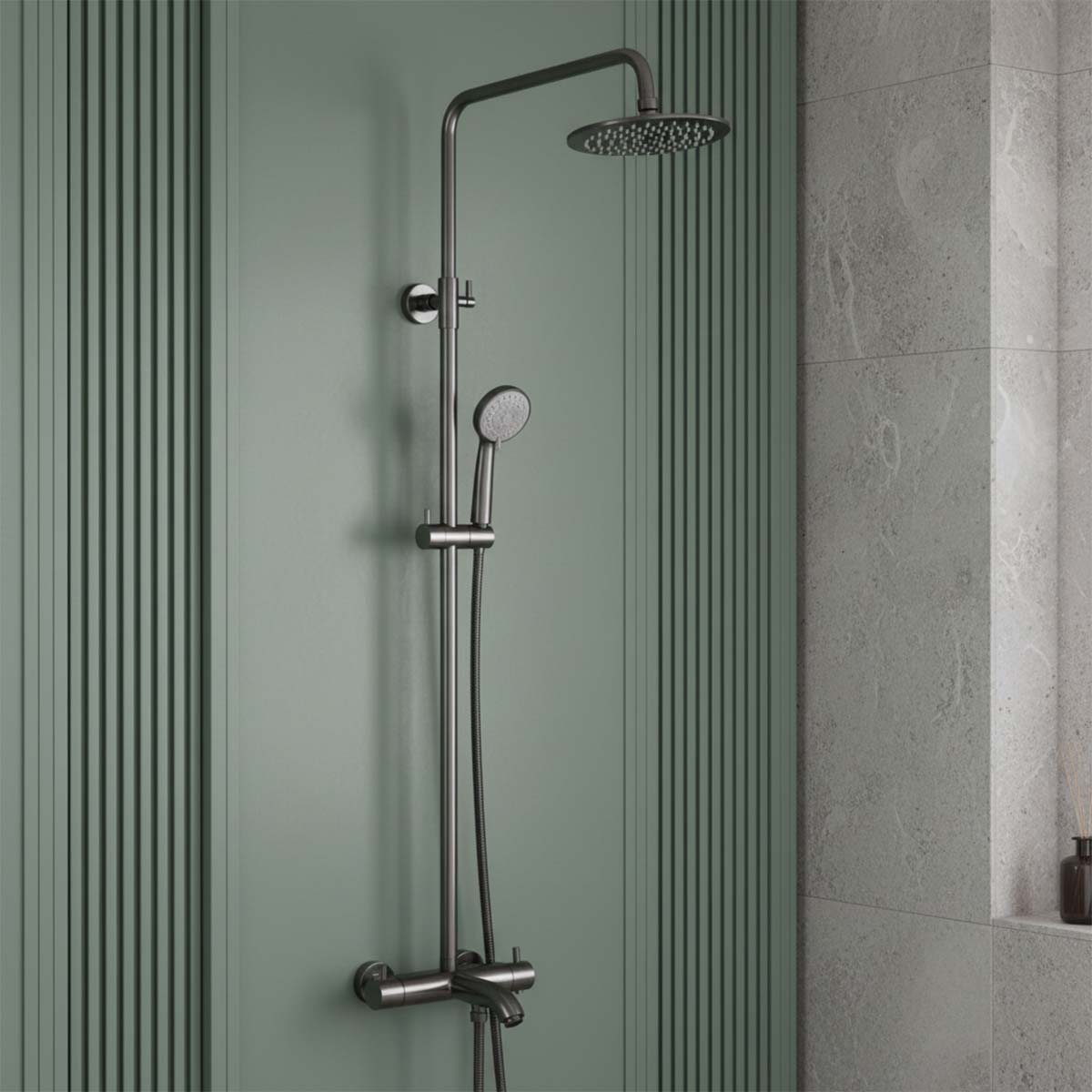 Exposed thermostatic shower system - Brushed Black Ireland