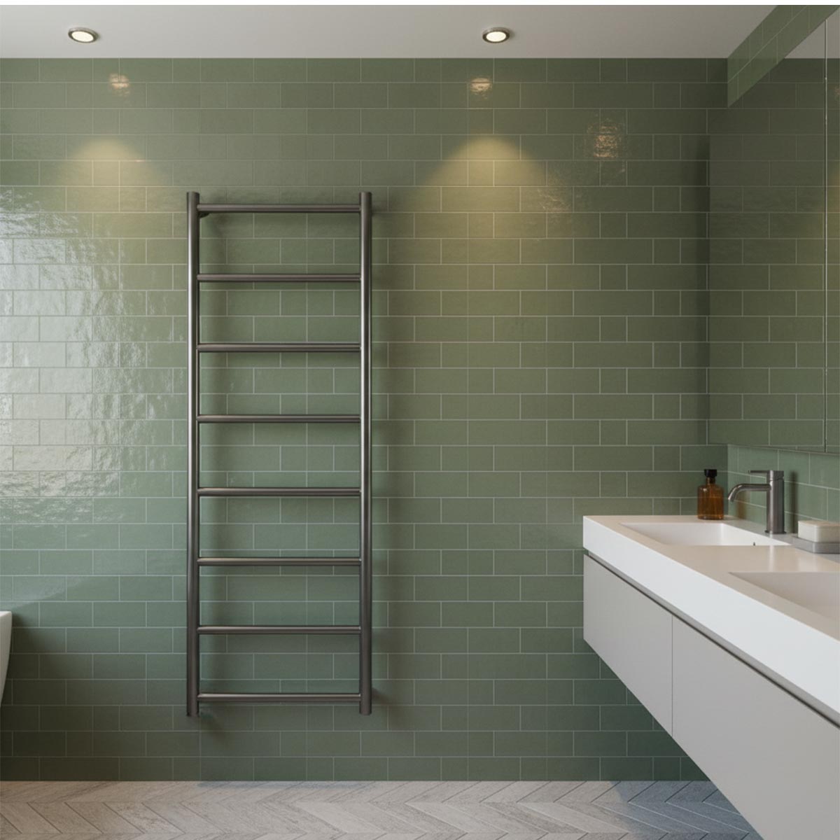 brushed black heated towel rail radiator 1200mm