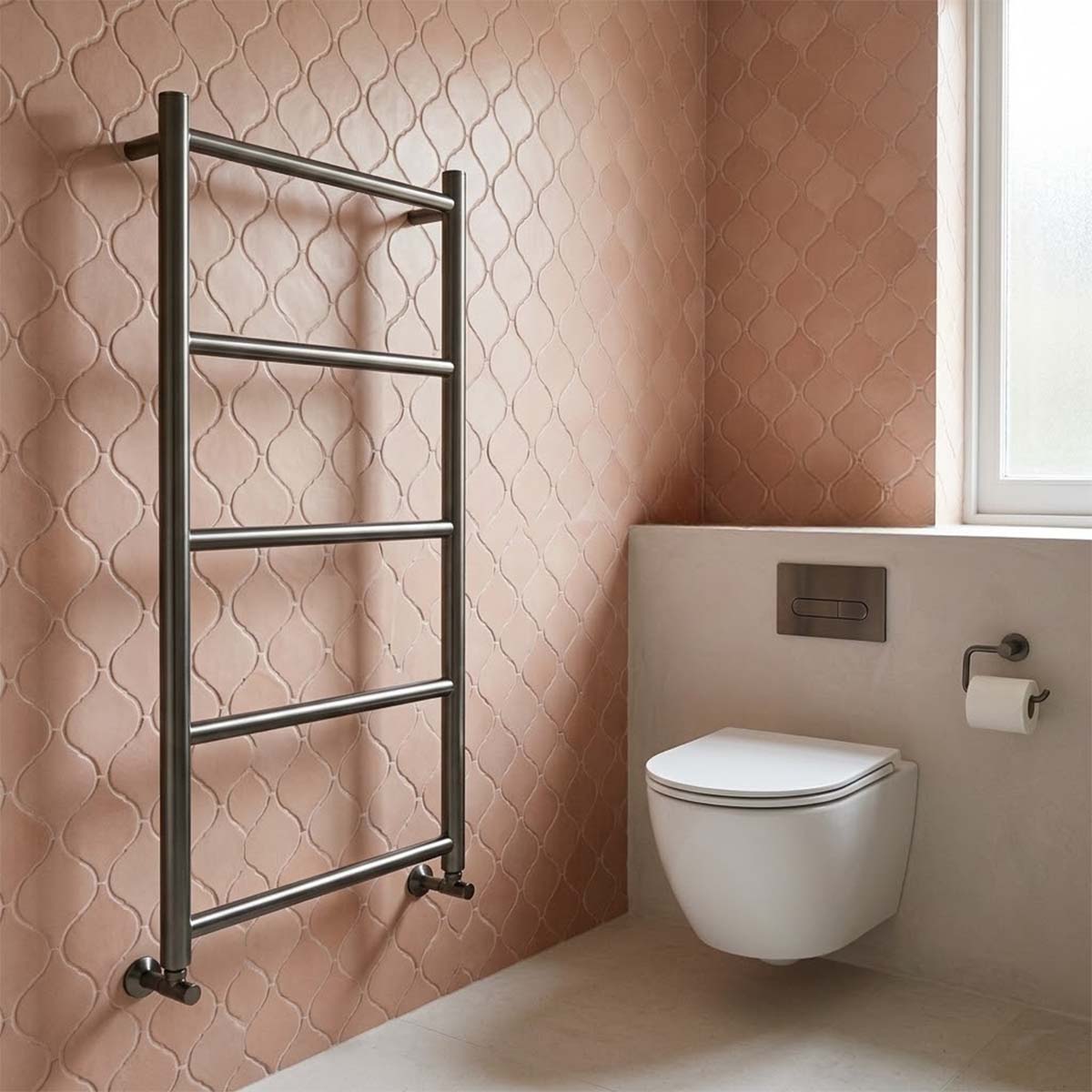 brushed black towel rail dual fuel 800mm - Ireland