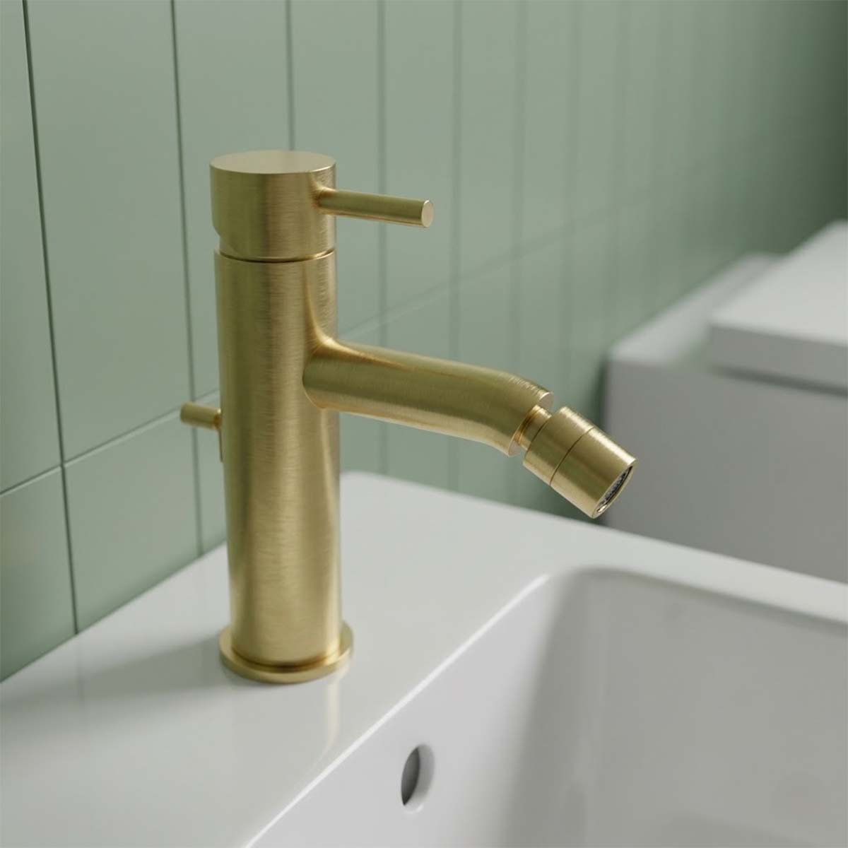 brushed brass bidet mixer tap with pop up waste