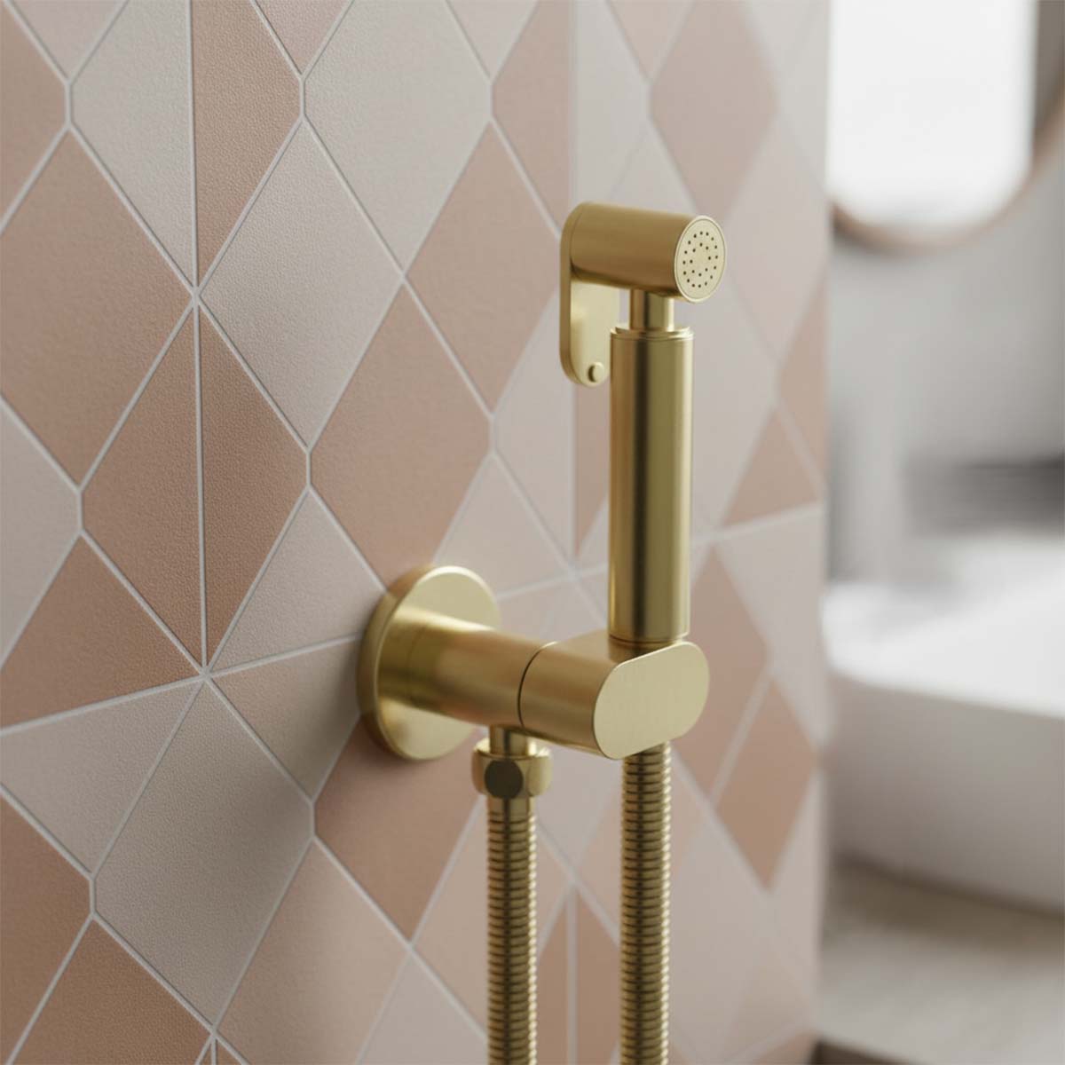 brushed brass douche spray kit with shut off