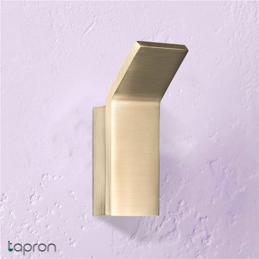 Brushed brass single bathroom robe hanger