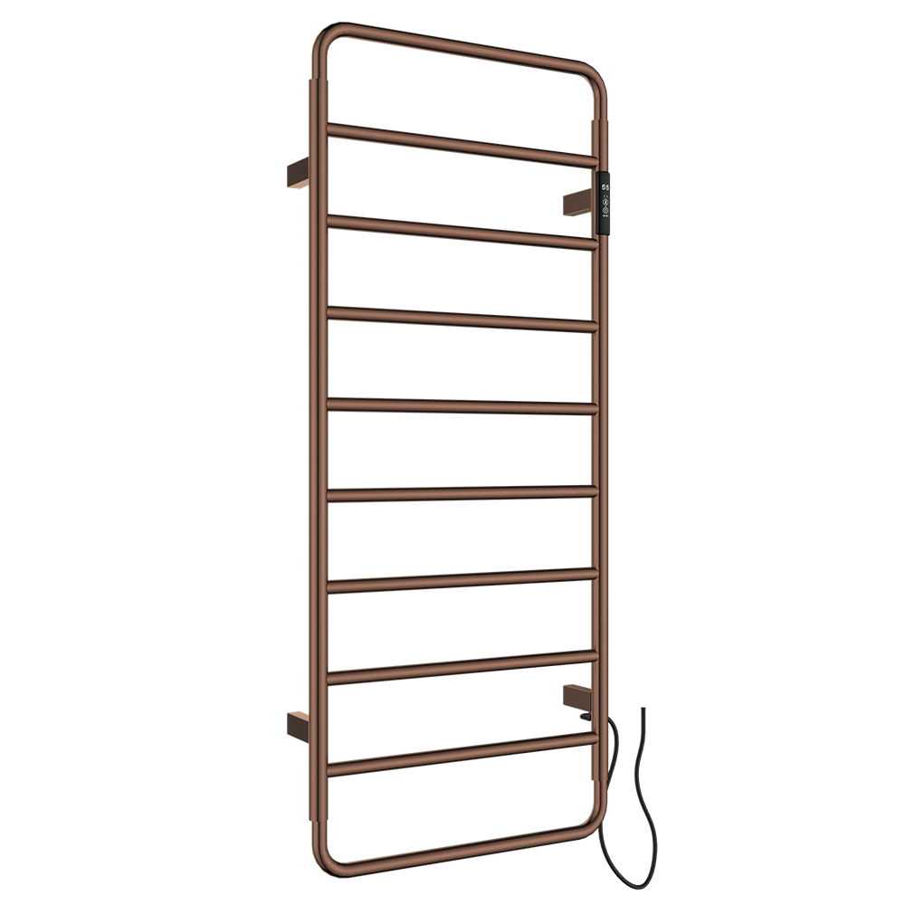 Bronze electric heated towel rail with thermostat