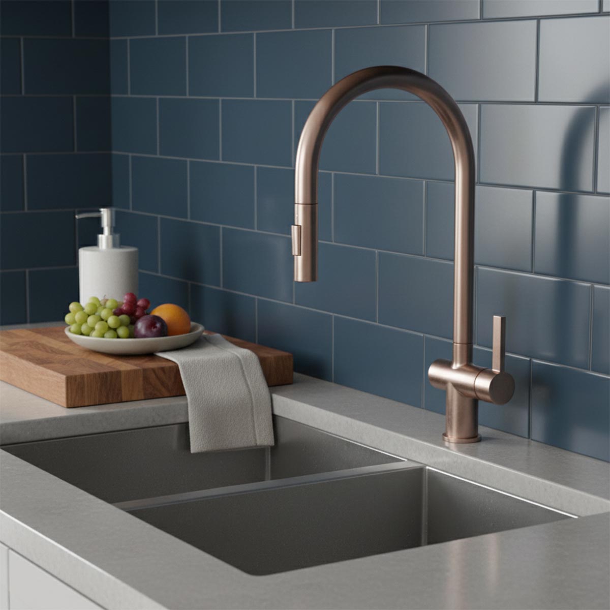 brushed bronze kitchen tap pull out