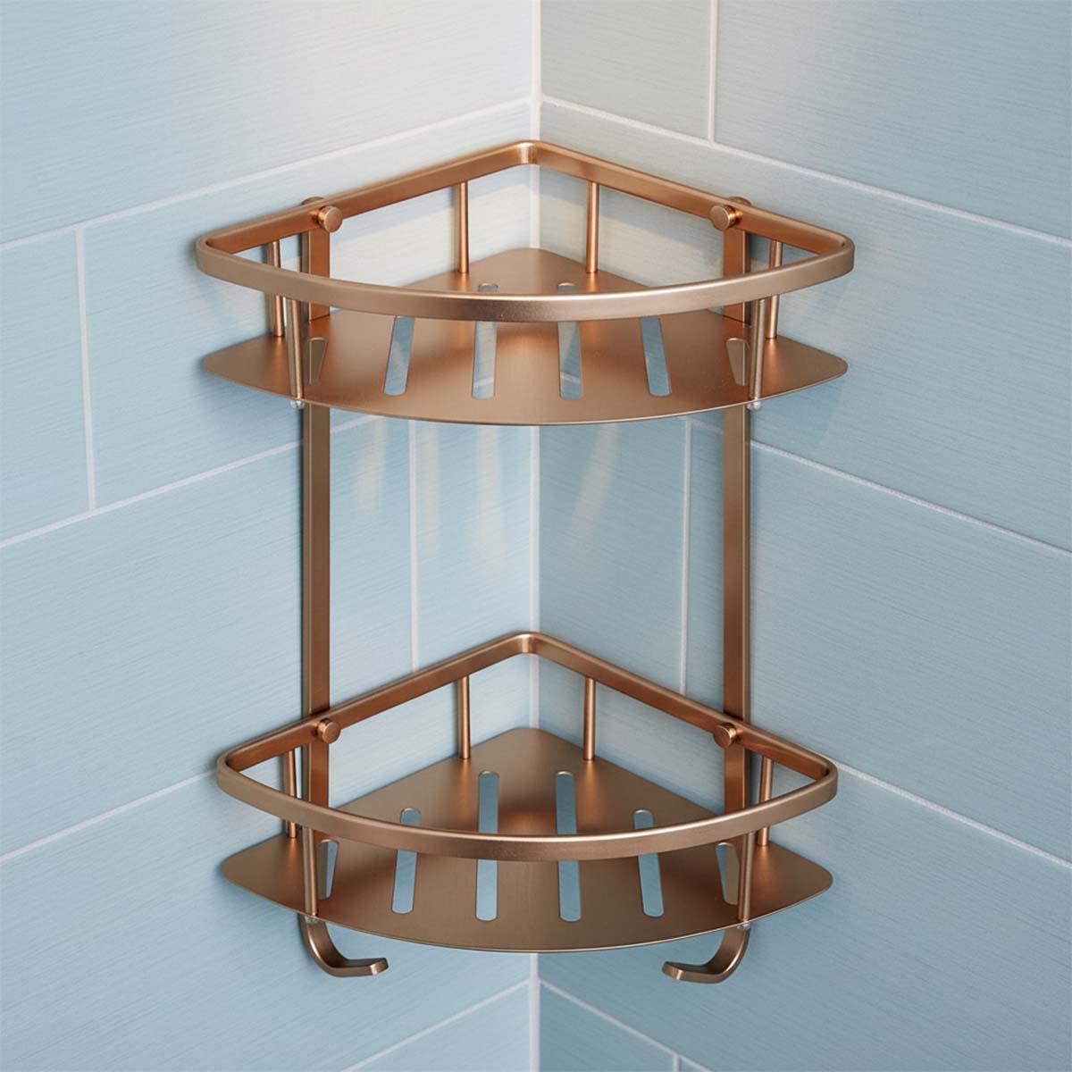 brushed bronze shower caddy two tiers