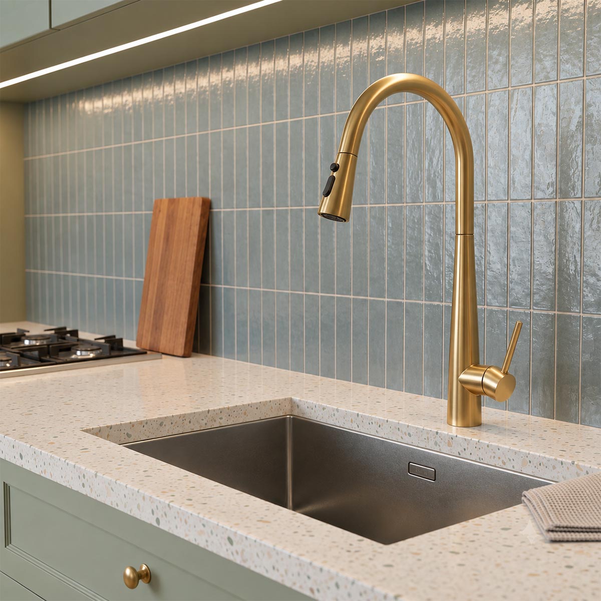 brushed gold kitchen tap in Ireland