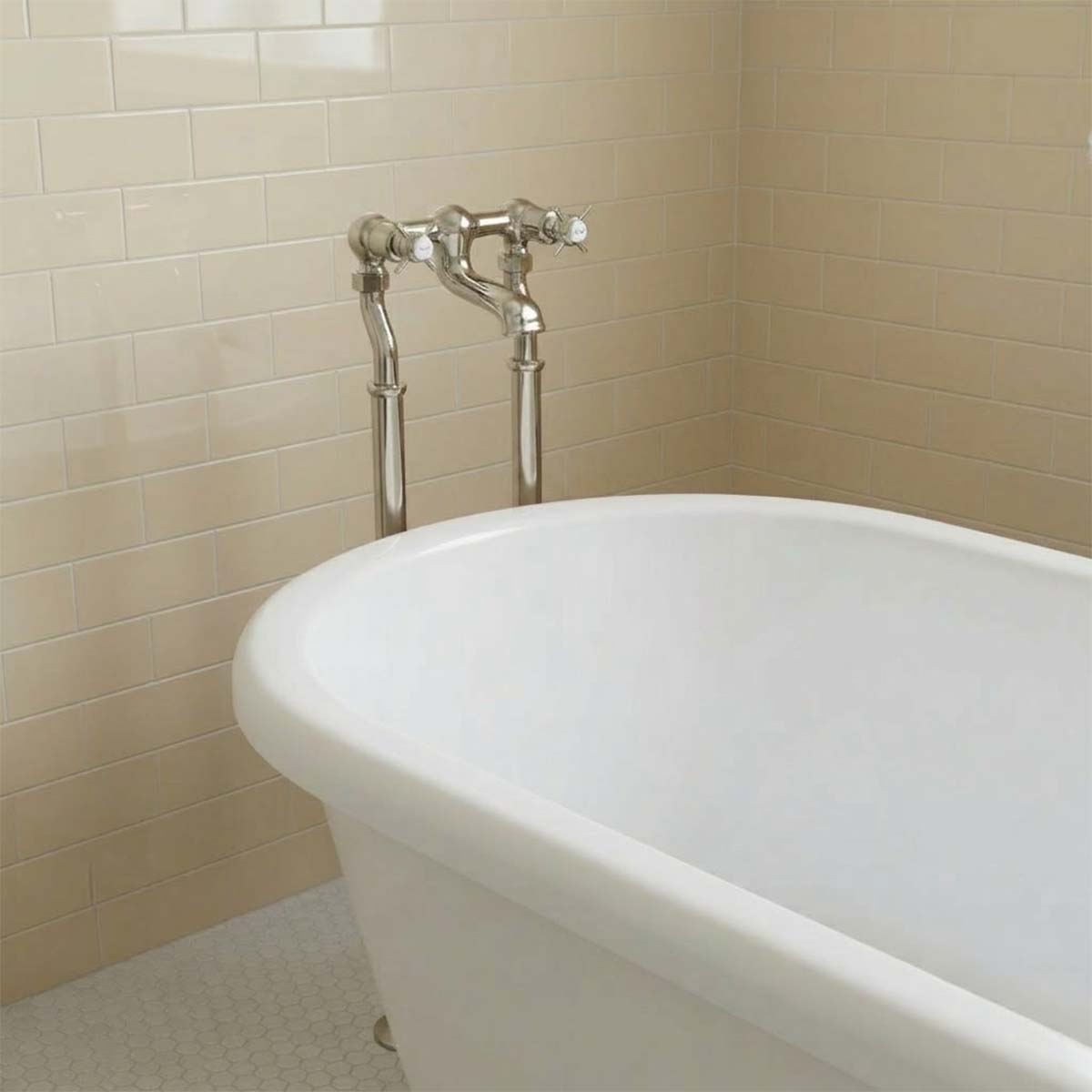 brushed nickel floorstanding bath filler tap in Irealand