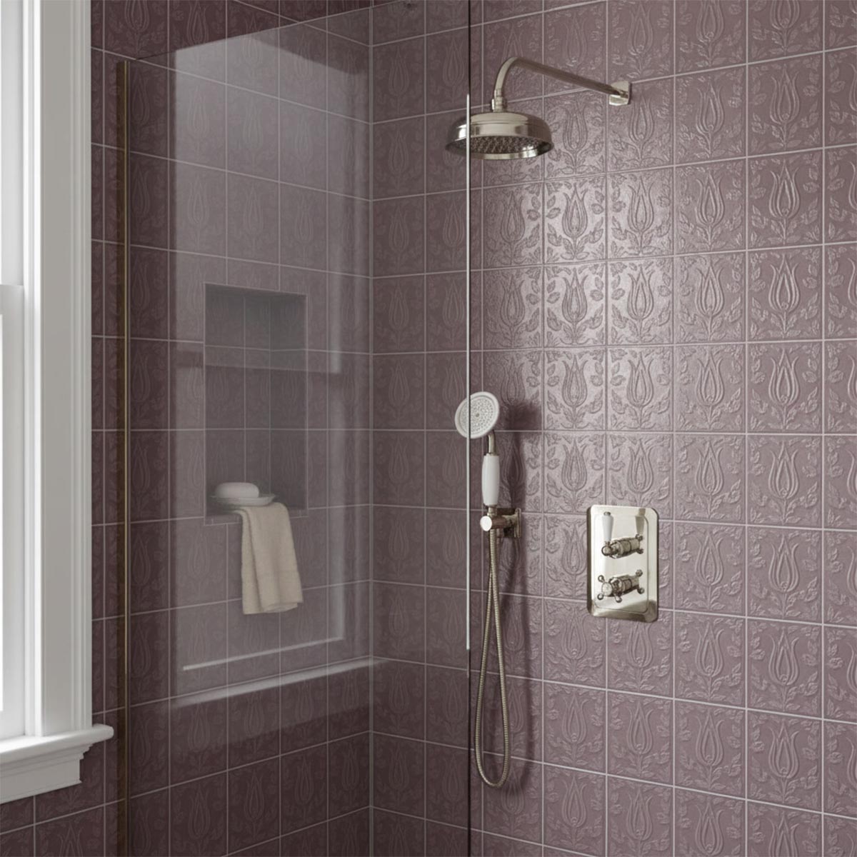 brushed nickel shower arm wall mounted 400mm