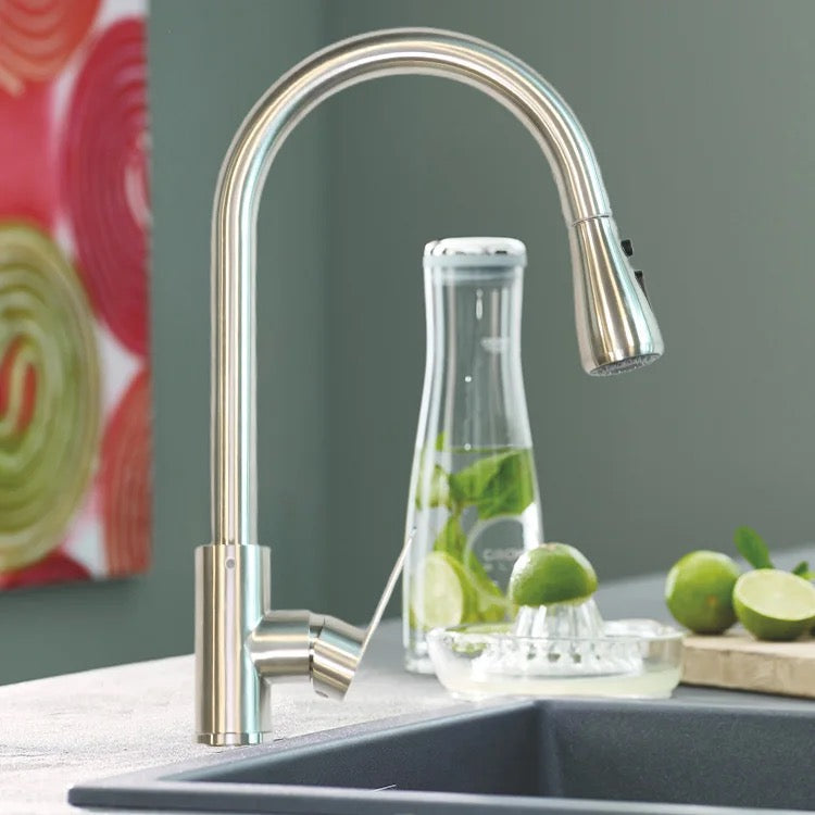 Stainless steel pull out kitchen tap