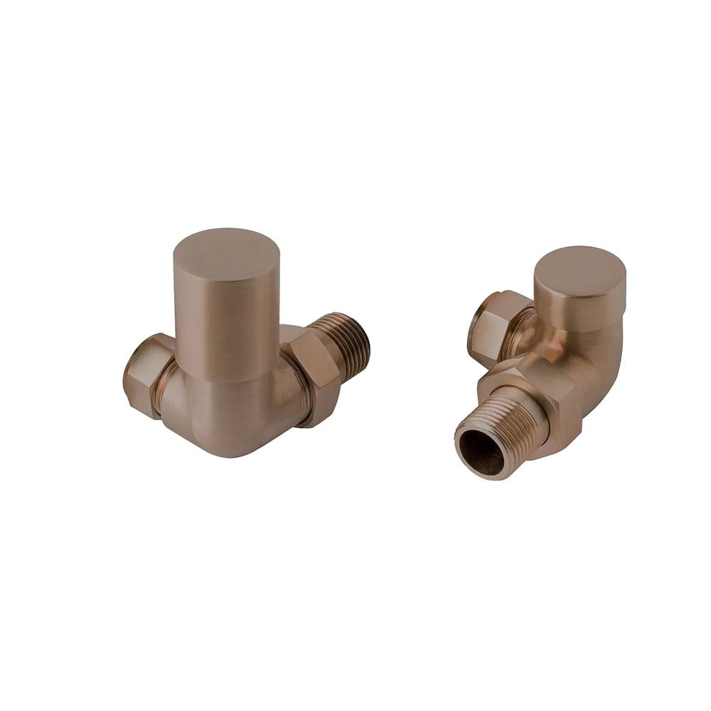 corner towel radiator valves brushed bronze
