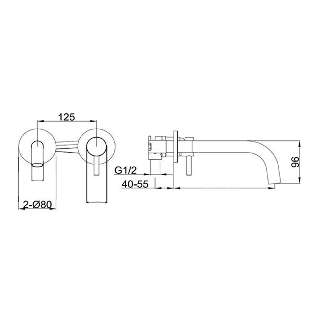 Basin single outlet mixer tap - Technical drawing