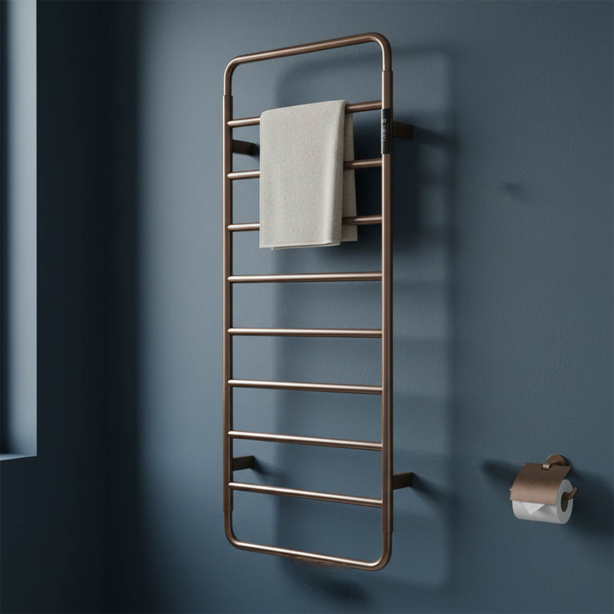 brushed bronze electric heated towel rail with thermostat - Ireland