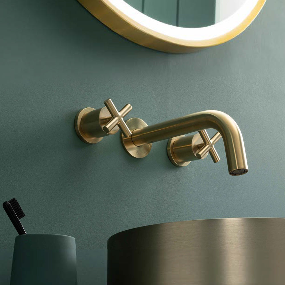Gold Wall Mounted Basin Tap
