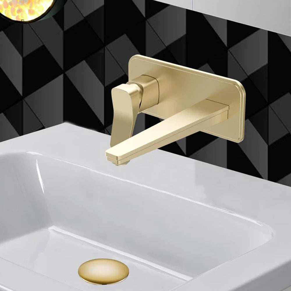 Gold square basin mixer tap