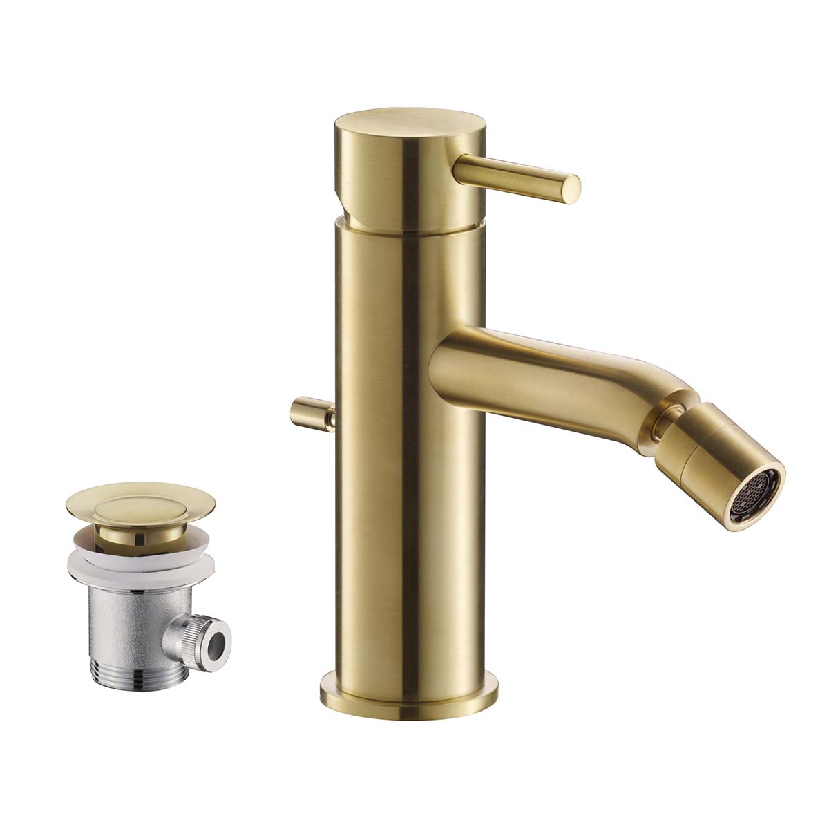 gold bidet mixer tap with pop up waste